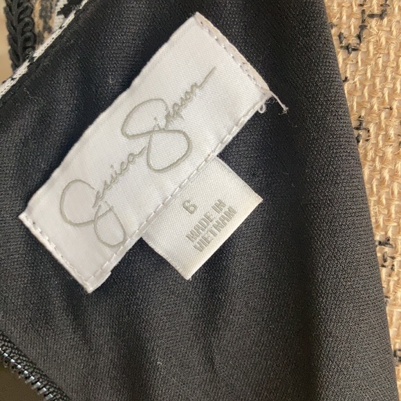 Jessica Simpson black white houndstooth sleeveless back zip closure midi dress - Picture 11 of 15